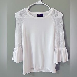Kerisma Kerisma Bell Sleeve Knit Top medium/large white mesh shoulder